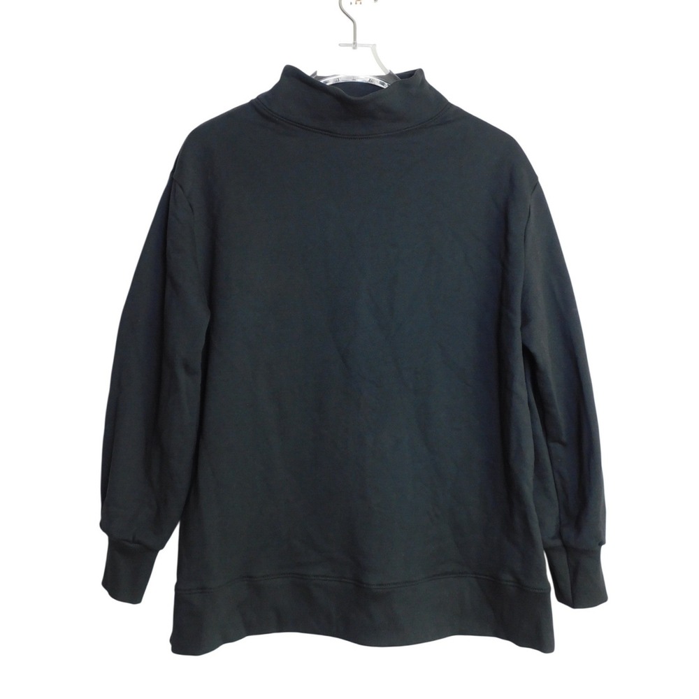 Daily Practice Anthropologie Black Mock Neck Fleece Sweatshirt XS Cotton Top